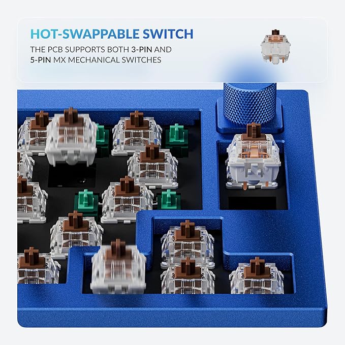 Keychron Q2 Wired 65% Layout Mechanical Keyboard with Knob &amp RGB - Hot-Swappable Gateron G Pro Brown Switch QMK/VIA Programmable Double Gasket Mount Aluminum Body for Mac/Windows/Linux (Blue)