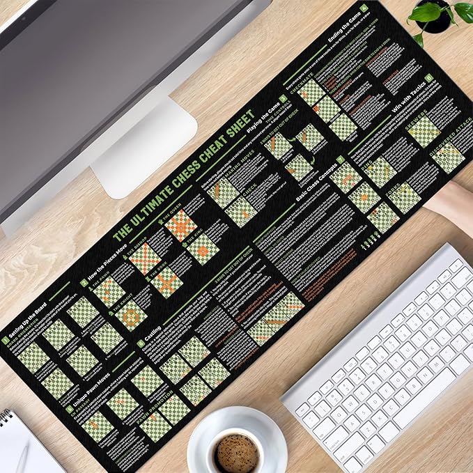 The Ultimate Chess Cheat Sheet Mouse Mat Moves and Strategies for Mastering The Game Gift for Chess Enthusiasts Essential Computer Accessories for Study Work and Reference Purposes QDH