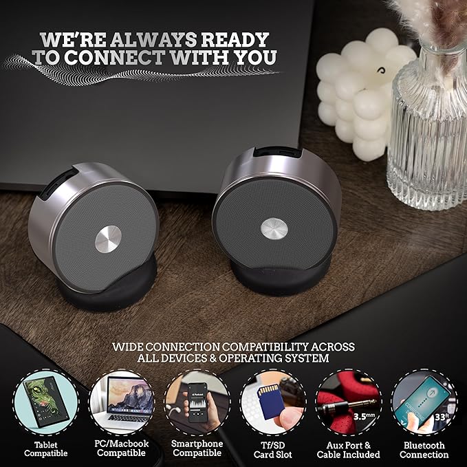 Stereo Bluetooth Speakers - Wireless Computer Speaker for Desktop Laptop PC for Boys &amp Girls Sister Brother Mom &amp Dad - Bluetooth Stereo Speakers Home Theater Gaming Rose Gold
