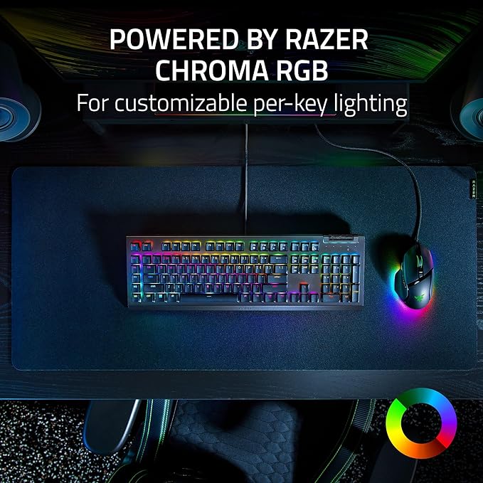 Razer BlackWidow V4 X - Mechanical Gaming Keyboard: Green Switches Tactile &amp Clicky 6 Dedicated Macro Keys Chroma RGB Doubleshot ABS Keycaps Media Controls Sound Dampening &amp Stabilizers (