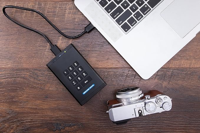 SecureData SecureDrive KP 1TB SSD Hardware Encrypted USB 3.0 External Drive FIPS 140-2 Level 3 Unlock via Keypad TAA Compliant CJIS HIPAA CMMC GDPR Compliant Works with Mac and Win Free AV