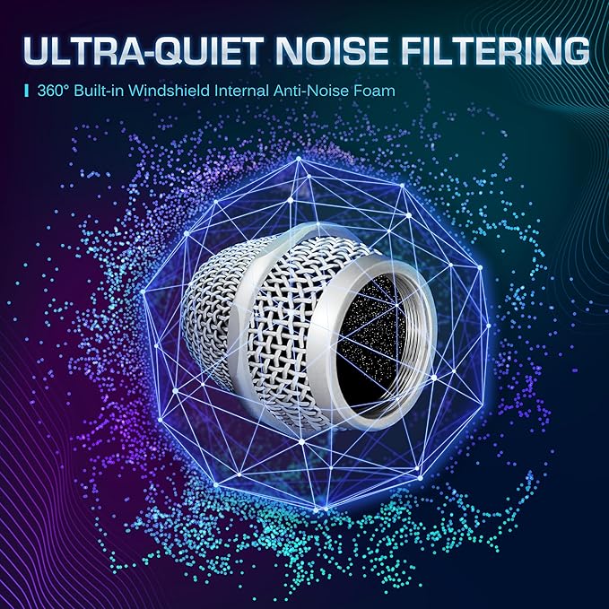 CAROL E dur-916S Silver XLR Wired Vocal Microphone for Singing – Dynamic Supercardioid Mic with Dual Shock Mount System for Karaoke &amp Public Speaking Includes Mic Clip 14.8ft XLR Cable &amp Swi