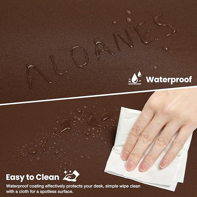 ALOANES Waterproof Mouse Pad with Durable Stitched Edge XXXL Gaming Keyboard Pad Non-Slip Rubber Base Mouse Mat Extended Desk pad for Gamer Office &amp Home Brown Mousepad 35.4x 15.7x 0.12