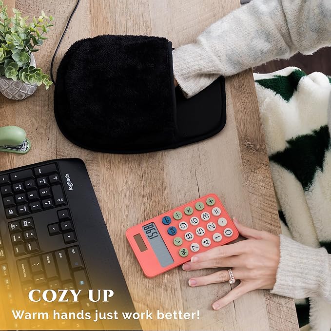 USB Heated Mouse Pad Hand Warmer - 3 Temperatures/Time Limits - Controller Included - Works with All PC Mice - Makes a Great Gift for PC Users