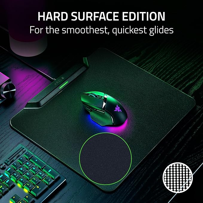 Razer HyperFlux V2 Wireless Charging System: Continuous Charging Gaming Mouse Mat &amp Puck - Seamless Auto-Pairing - HyperSpeed Multi-Device Connectivity - Anti-Slip Rubber Base - Hard Surface Editi