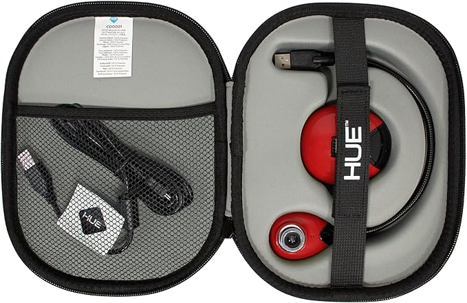 HUE HD Portable USB Video Conferencing Camera. Use as a Webcam for Live Streaming or a Document Camera for Teaching: Windows macOS Chromebook Linux Compatibility (Red with Carry Case)