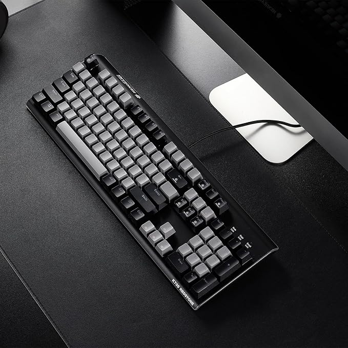 Hexgears GK735 Wired Full Size Mechanical Keyboard Aluminum Housing Built for Gamers w/Kailh Box White Switch White Backlit + Surrounded by RGB Light Strip 104 Keys Gaming Keyboard for PC/Mac
