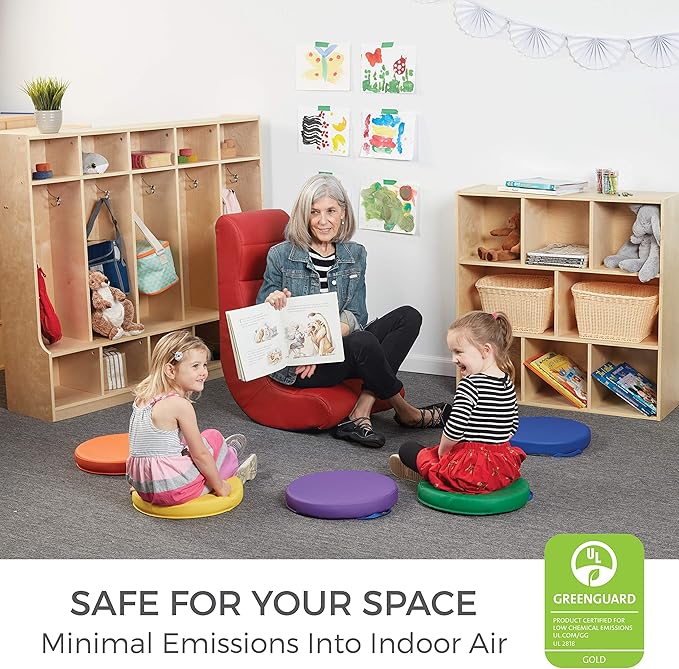 Factory Direct Partners Soft Ergonomic Horizontal Soft Floor Video Rocker - Cushioned Ground Chair Great for Reading Gaming or Watching TV for Kids Teens and Adults - Red 10489-RD