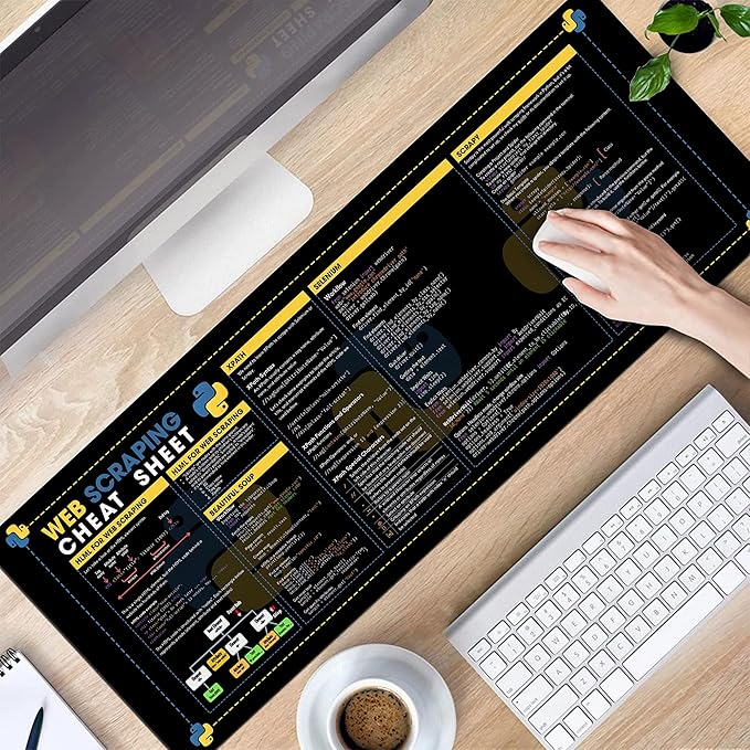 Web Scraping Cheat Sheet Mouse Mat Large Mouse Pad for Developers Quick Guide for Coders Essential Computer Accessories for Study Work and Reference Purposes NVA