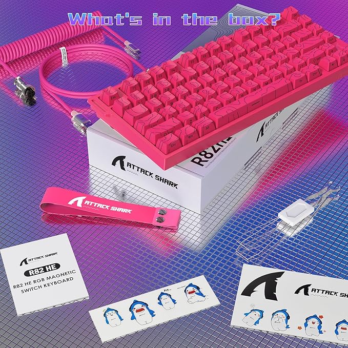 ATTACK SHARK R82HE 75% Rapid Trigger Mechanical Gaming Keyboard WiredHall Effect Magnetic SwitchAdjustable Actuation Esports8KHz Polling Rate0.08ms Latency with C01 Ultra Lighting Cable (White)