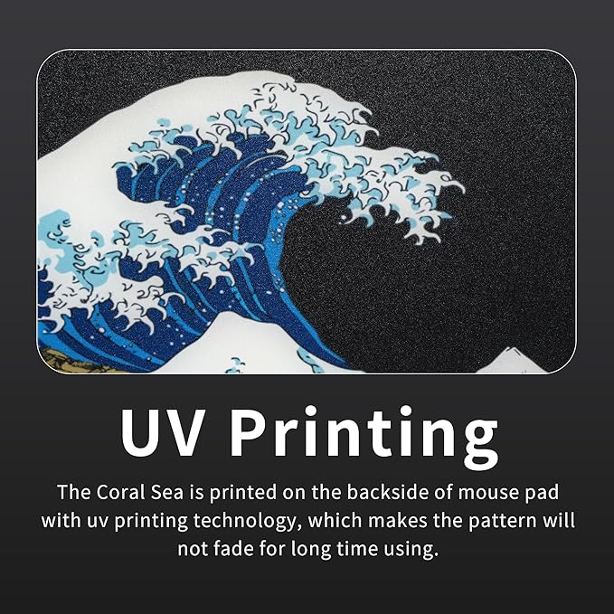 XVX Glass Mouse Pad for Gaming Black Coral Sea Hard Gaming Mousepad Professional Large Mouse Mat 410mm*310mm Special Glass Surface with Improved Precision and Speed