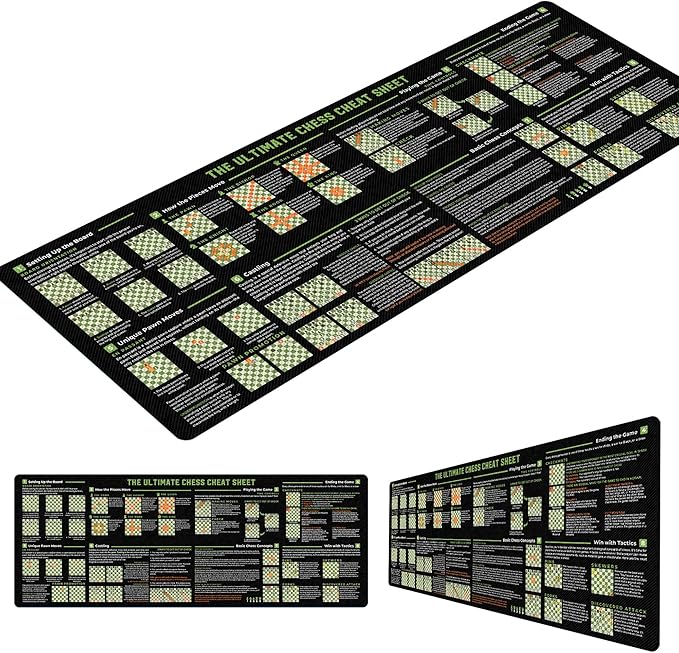 The Ultimate Chess Cheat Sheet Mouse Mat Moves and Strategies for Mastering The Game Gift for Chess Enthusiasts Essential Computer Accessories for Study Work and Reference Purposes QDH