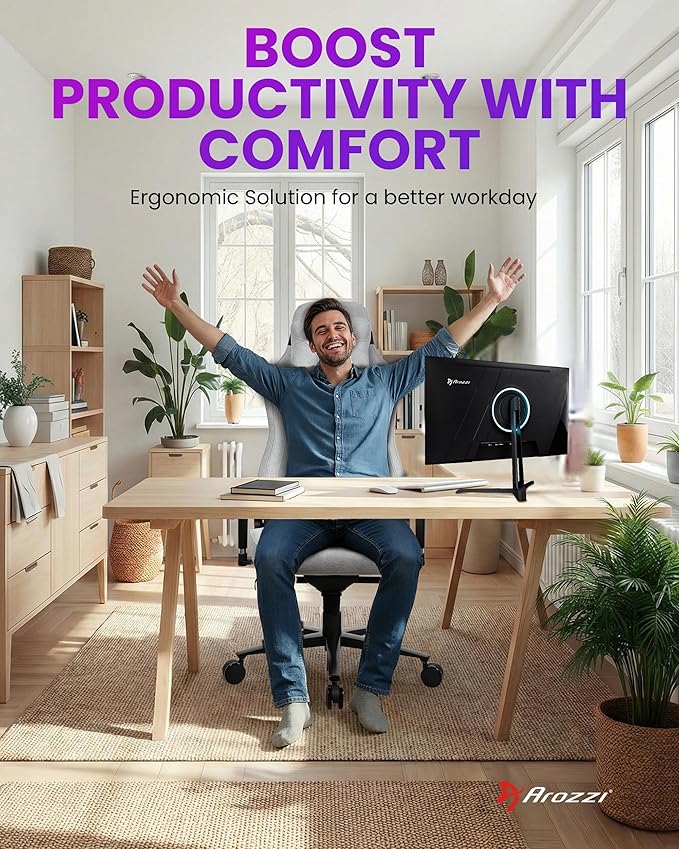 Arozzi Vernazza Soft Fabric Durable Upholstery Ergonomic Office and Gaming Chair with High-Level Features Like 3D Armrests and a Pro Mechanism Along with Soft Neck &amp Lumbar Support Pillows-Light G