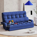 STHOUYN Comfy Bedroom Chair with 2 USB Charging Ports 5-Position Floor Couch Gaming Chairs for Adults Lounge Chair Indoor Folding Lazy Sofa Meditation Arm Dorm Chair Living Room (Navy Blue)