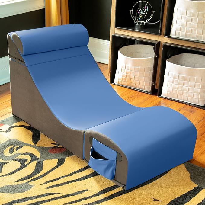 Jaxx Flexx V-Tex Convertible 3 in 1 Gamer Chair Table &amp Ottoman w/Adjustable Headrest &amp Pocket - Vinyl Royal Blue