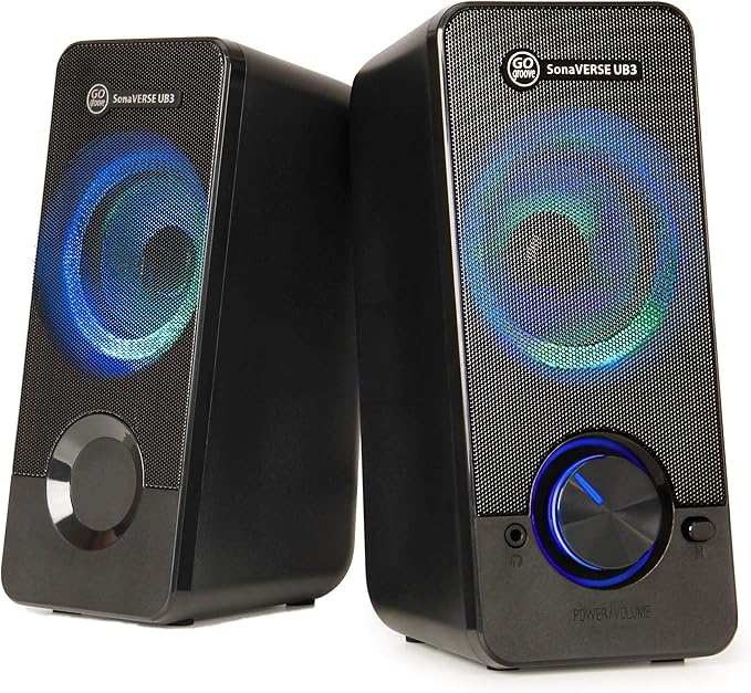 GOgroove UB3 Computer Speakers for Desktop and Laptop - Monitor Speakers with Loud Bass 2.5 Inch XL Drivers for 12W of Power Built-in Headphone and AUX Input Ports Computer Speakers for Desktop PC