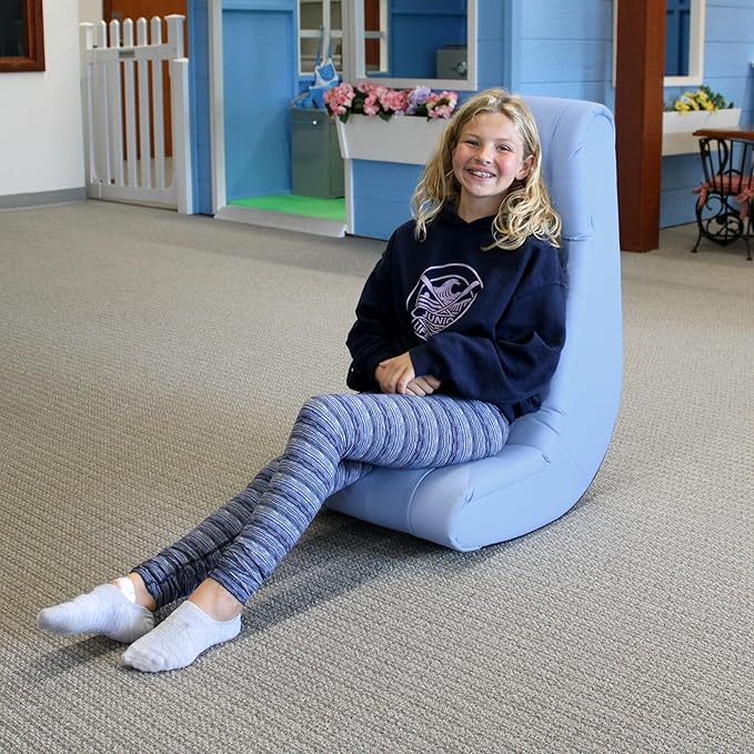 FDP Tufted Floor Rocker for Kids Teens and Adults Comfortable Ergonomic Chair for Reading Playing Video Games or Watching TV - Powder Blue 10488-PB