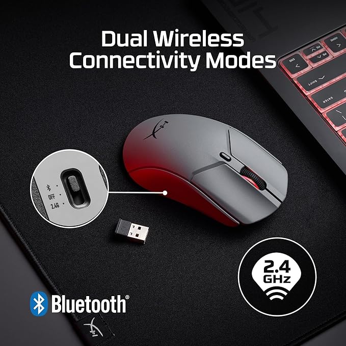 HyperX Pulsefire Haste 2 Pro 4K Wireless Gaming Mouse for PC 4k Polling Rechargeable 90 Hour Battery Lightweight 61g 26K Sensor 2.4GHz Bluetooth Slate Grey