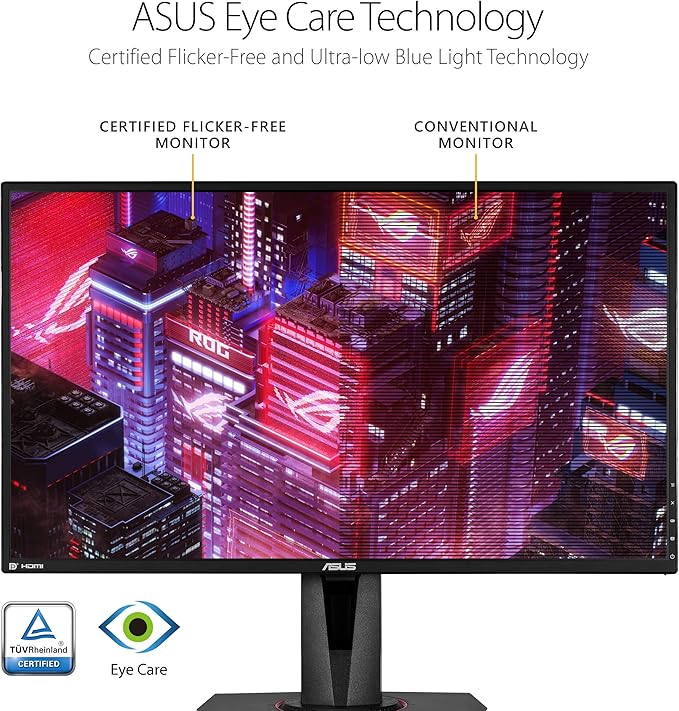 ASUS VG27AQ TUF Gaming 27 2K HDR Gaming Monitor WQHD (2560 x 1440) 165Hz (Supports 144Hz) (Renewed)