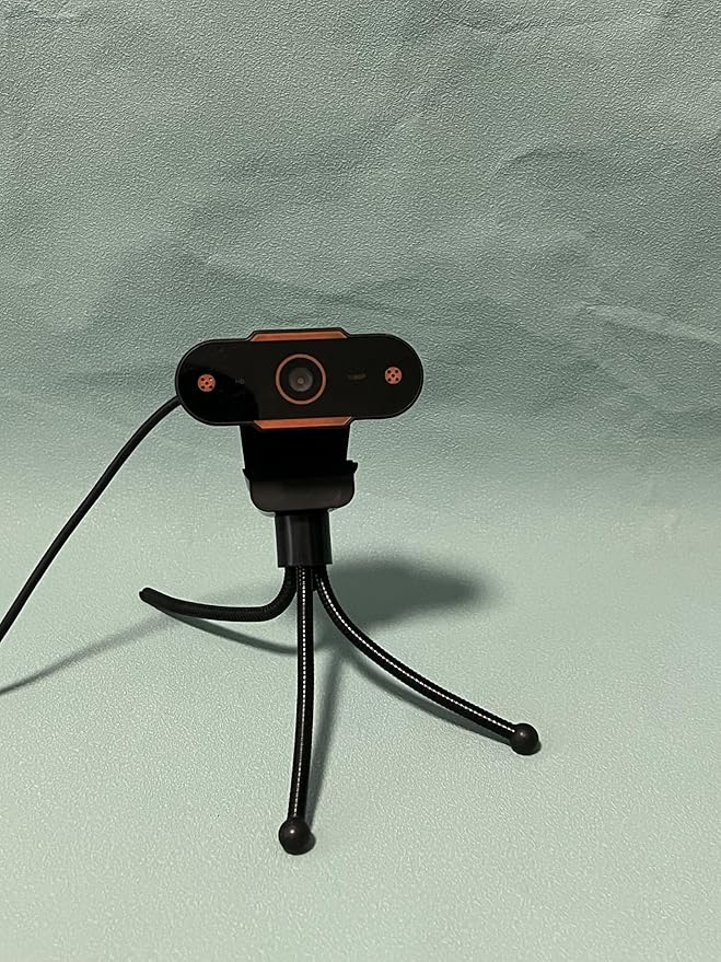 Exjhoupg Webcams with Tripod Stand Widescreen USB Computer Camera Streaming Mic Web cam for Online Calling/Conferencing