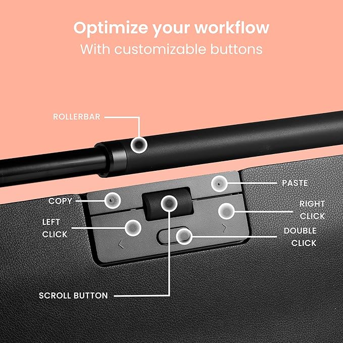 Contour RollerMouse Pro Ergonomic Central Rollerbar Design for Neck Shoulder &amp Wrist Pain Relief 6 Programmable Buttons 600-2800 DPI Productivity Plug &amp Play Mac &amp PC - Wireless - Regu