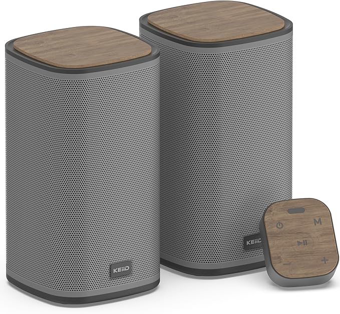 KEiiD Bluetooth Computer Speakers for Desktop Laptop PC with Control Pod Wireless Stereo Speakers 4 EQ Modes Aesthetic Style DSP-Optimized Sound Quality