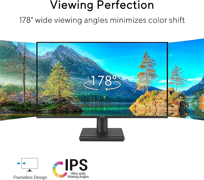 ASUS EyeCare VA249HG 24 Full HD Monitor Frameless Flicker-Free Blue Light Filter Adaptive-Sync 120Hz MPRT 1ms 16:9 IPS Panel 1920x1080 Vesa 100x100 HDMI D-Sub