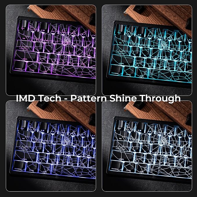 HITIME x XVX M67 60% Percent Keyboard Wireless QMK/VIA Black Spider Web Gaming Keyboard Tri-Mode Thocky Creamy Mechanical Key Board Hot Swappable Gasket Mount RGB IMD Tech for Win/Mac
