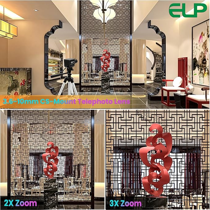 ELP 12mp USB Camera Manual Zoom Webcam for Computer 1080P 120fps Variable Focus Lightburn Camera High Speed 3.6-10mm 3X Zoom USB2.0 PC Cam Varifocal USB Security Webcamera for Video Conference