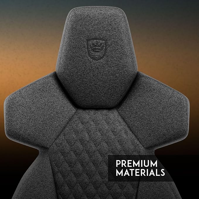 noblechairs Dawn TX Gaming Chair - Granite-Ergonomic Desk Chair with Folding Armrests Synchronous Mechanism Fabric Cover Lumbar Support Universal Wheels