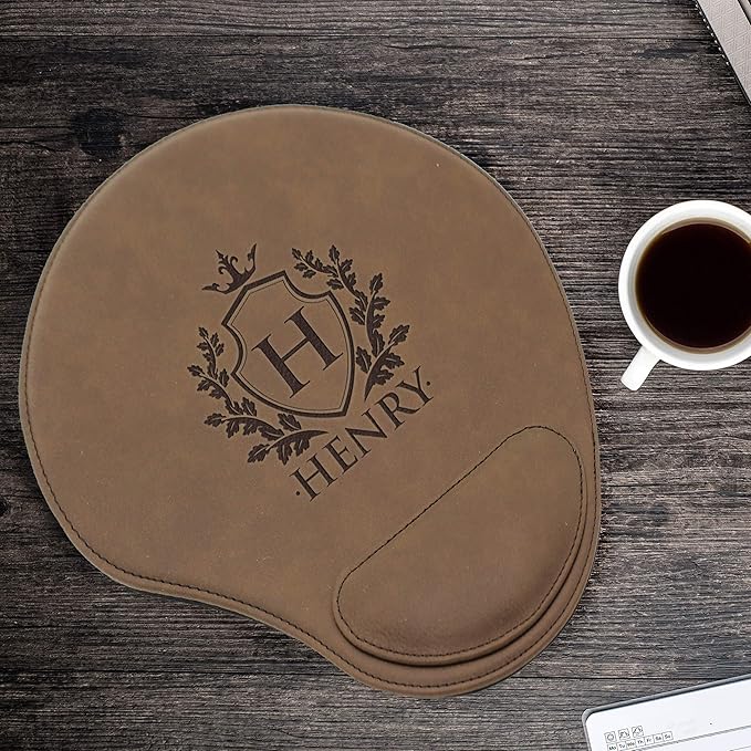 My Personal Memories Custom Engraved and Personalized Mouse Pad with Wrist Rest Desk Accessories (Brown)