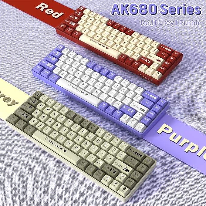ATTACK SHARK AK680 60% Wired Mechanical Gaming KeyboardHot-SwappableRGB Rainbow BacklitUV Printing and EVA Sound ControlFully Anti-GhostingProgrammableBrown Switch for Windows/Mac Purple&ampWhi