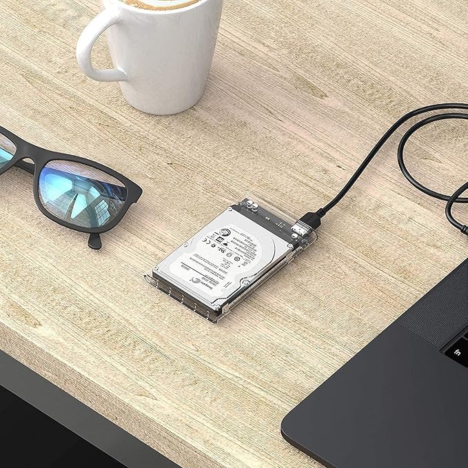 SABRENT 2.5-Inch SATA to USB 3.0 Tool-Free Clear External Hard Drive Enclosure +Premium 3-Port Aluminum Mini USB 3.0 Hub