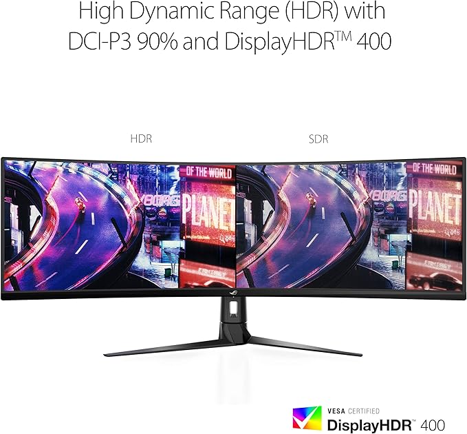 ASUS ROG Strix XG49VQ 49” Curved Gaming FreeSync Monitor 144Hz Dual Full HD HDR Eye Care with DP HDMI Black