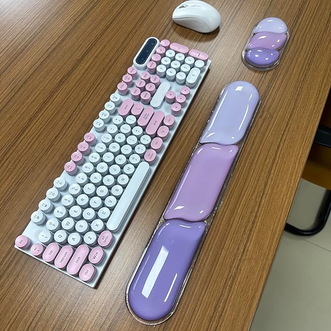 Gel Keyboard Wrist Rest Pad Set Ergonomic Keyboard Mouse Wrist Support for Typing Pain Relief Upgrade Wrist Rest Support Pad Purple Color Block