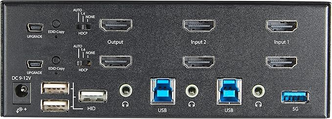 StarTech.com 2 Port Dual Monitor HDMI KVM Switch - 4K 60Hz Ultra HD HDR - Desktop 4K HDMI 2.0 KVM Switch with 2 Port USB 3.0 Hub (5Gbps) &amp 4X USB 2.0 HID Audio - Hotkey Switching - TAA