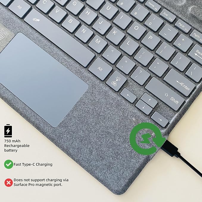 mobee Type Cover for Microsoft Surface Pro 7+ / Pro 7/6 / 5/4 / 3 12.3 inch Ultra-Slim Bluetooth Keyboard with Multi-Touchpad 7-Color Backlight (Ice Blue)