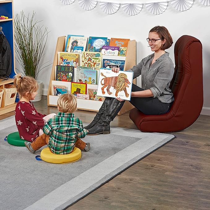 Factory Direct Partners Soft Tufted Floor Rocker - Cushioned Ground Chair for Kids Teens and Adults - Great for Reading Gaming Meditating TV - Burgundy 10488-BY