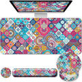 Desk Pad Keyboard Wrist Rest and Mouse Pad Coaster SetLarge XXL Desk Mat Matt Cover Ergonomic Mousepad with Memory Foam for Women Desktop Computer &amp Office -Mexican Style
