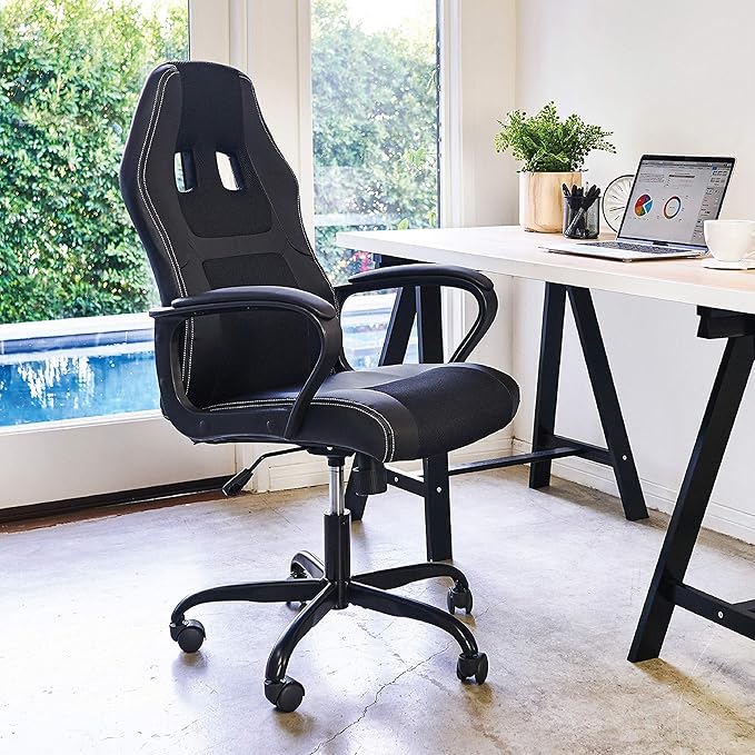 BestOffice Office Chair PC Gaming Chair Cheap Desk Chair Ergonomic PU Leather Executive Computer Chair Lumbar Support for Women Men (Black)