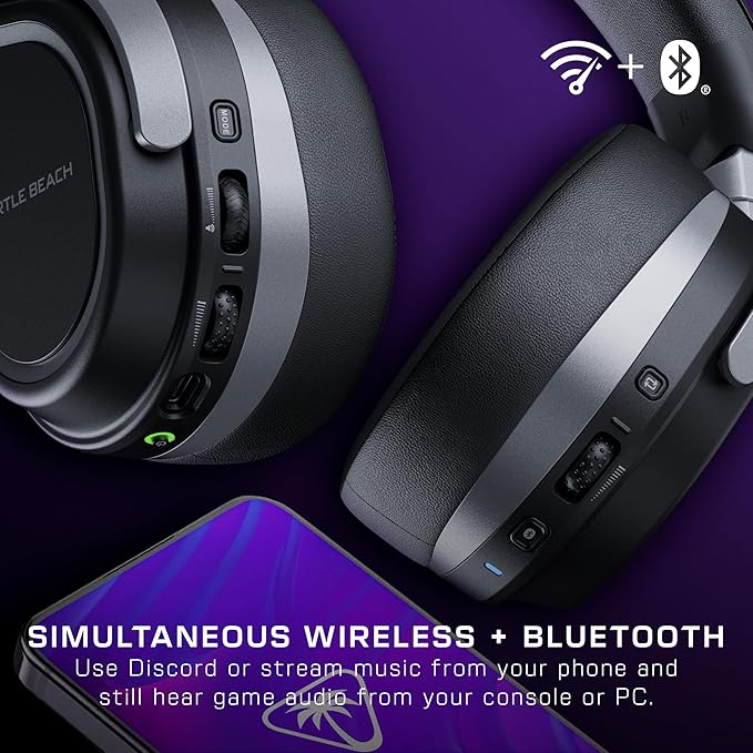 Turtle Beach Stealth 700 Gen 3 Wireless Multiplatform Amplified Gaming Headset for PS5 PS4 PC Mobile – 60mm Drivers AI Noise-Cancelling Mic Bluetooth 80-Hr Battery Dual Transmitters – Black