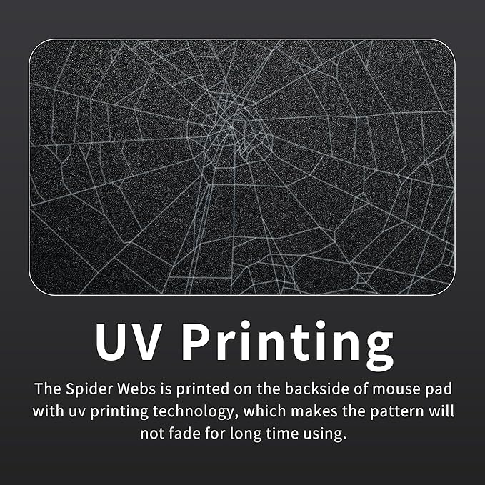 XVX Glass Mouse Pad for Gaming Black Spider Webs Hard Gaming Mousepad Professional Large Mouse Mat 410mm*310mm Special Glass Surface with Improved Precision and Speed