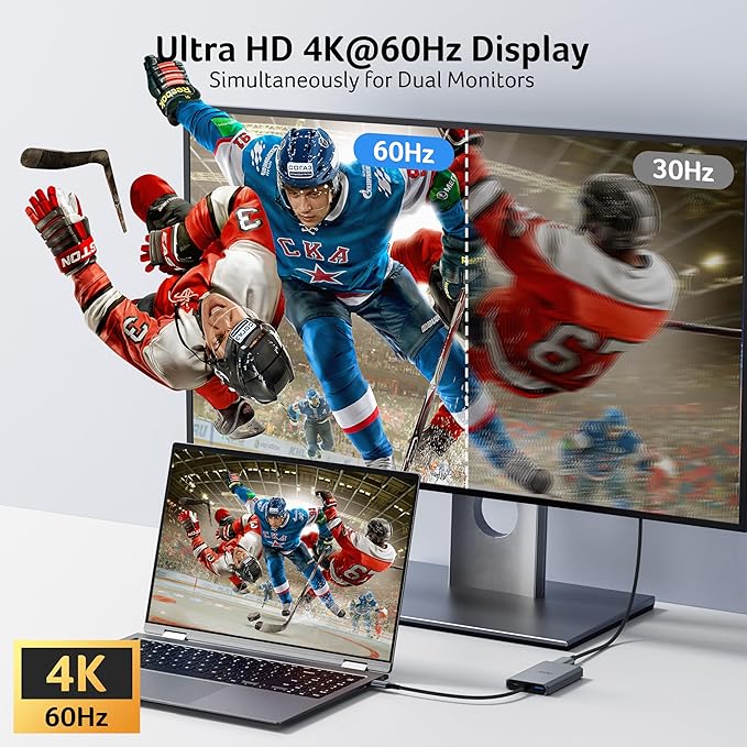 Acer USB C to Dual HDMI Adapter 4K@60Hz 4-in-1 HDMI Splitter for Dual Monitors with 100W PD USB 3.0 Docking Station Dual Monitor Compatible with Acer MacBook Air/Pro Dell XPS HP etc
