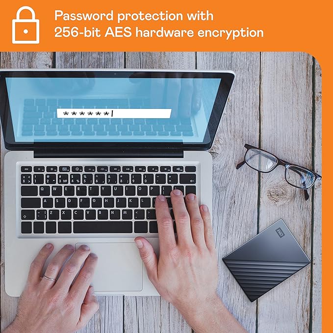 WD 5TB My Passport Ultra Blue Portable External Hard Drive backup software with defense against ransomware and password protection USB-C and USB 3.1 - WDBFTM0050BBL-WESN