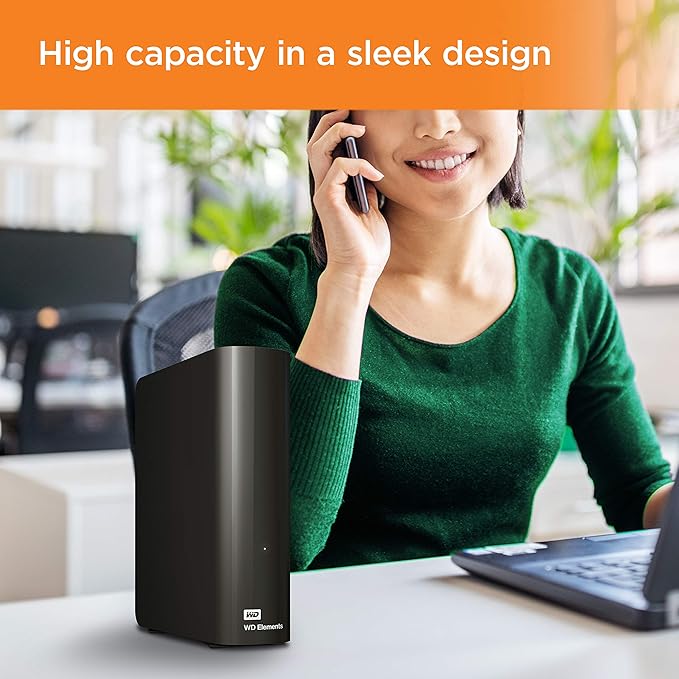 Western Digital 8TB Elements Desktop External Hard Drive USB 3.0 external hard drive for plug-and-play storage - Western DigitalBWLG0080HBK-NESN Black