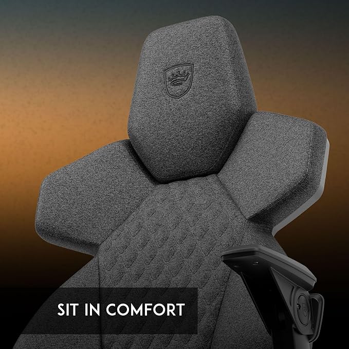 noblechairs Dawn TX Gaming Chair - Granite-Ergonomic Desk Chair with Folding Armrests Synchronous Mechanism Fabric Cover Lumbar Support Universal Wheels