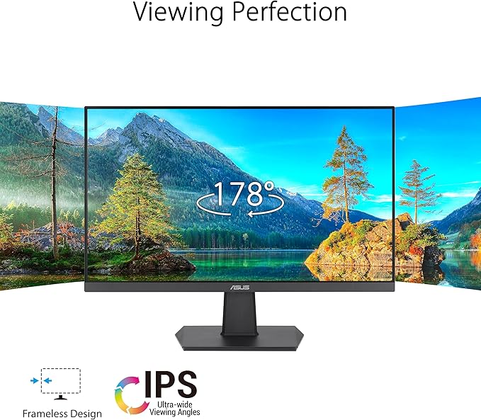 ASUS Eye Care VA24EHF - 24 Full HD Display - Frameless Flicker-Free Blue Light Filter Adaptive Sync - 1ms MPRT 100Hz 16:9 IPS Panel 1920 x 1080 - HDMI Black