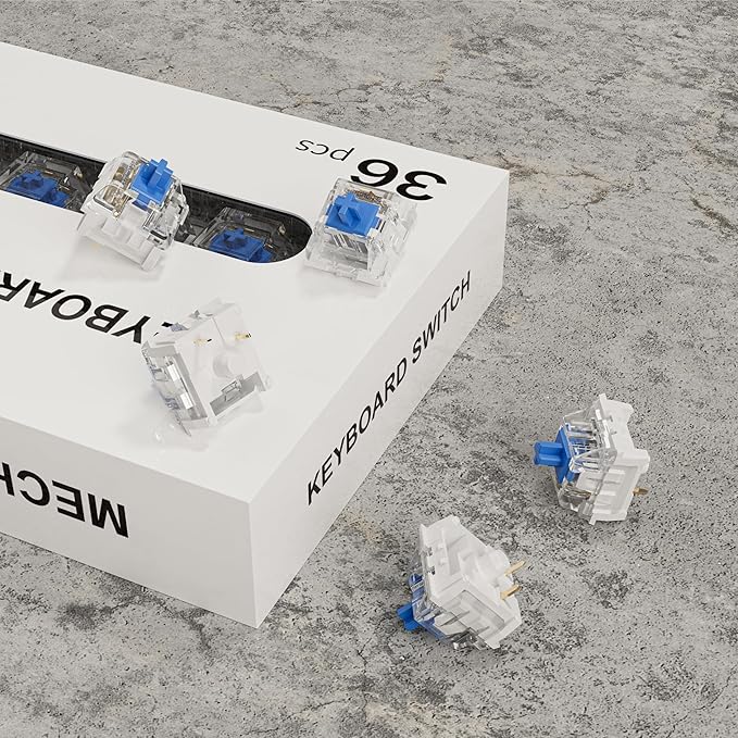 Blue Switch 3 Pin Mechanical Keyboard SwitchesDustproofAccurate Typing Clicky Tactile Feel for DIY Gaming Keyboard with 3 Kailh Box Clicky Switches(105+3Pcs)