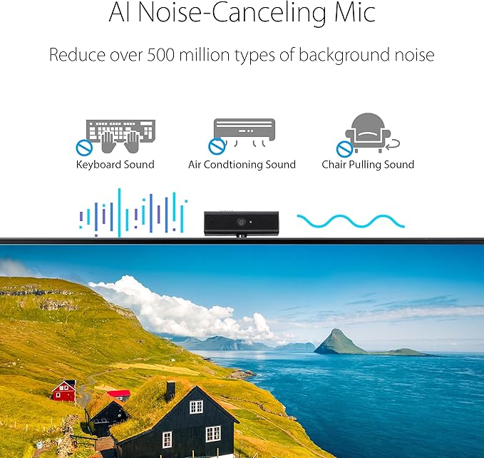 ASUS 24” 1080P Video Conferencing Monitor (BE24ECSNK) - Full HD IPS Built-in Adjustable 2MP Webcam AI Noise-canceling Mic Eye Care USB-C Docking RJ45 Height Adjustable HDMI Zoom Certified