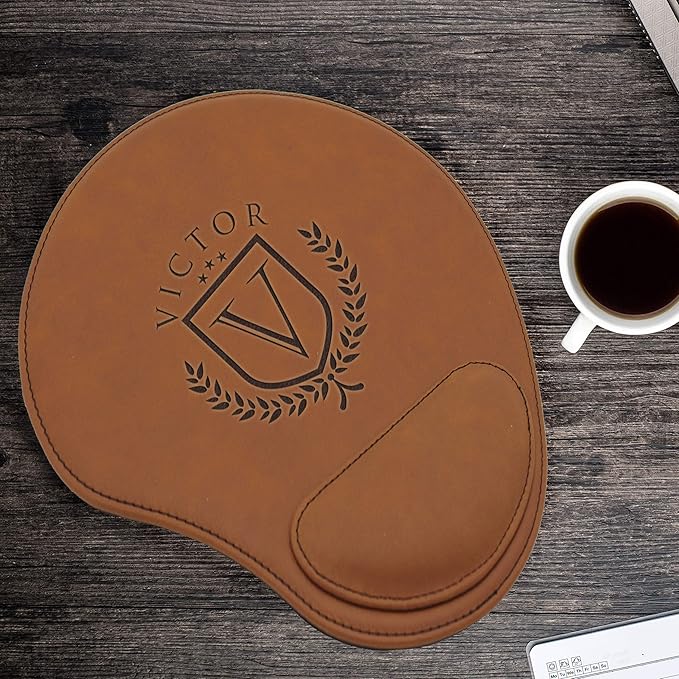 My Personal Memories Custom Engraved and Personalized Mouse Pad with Wrist Rest Desk Accessories (Rust)
